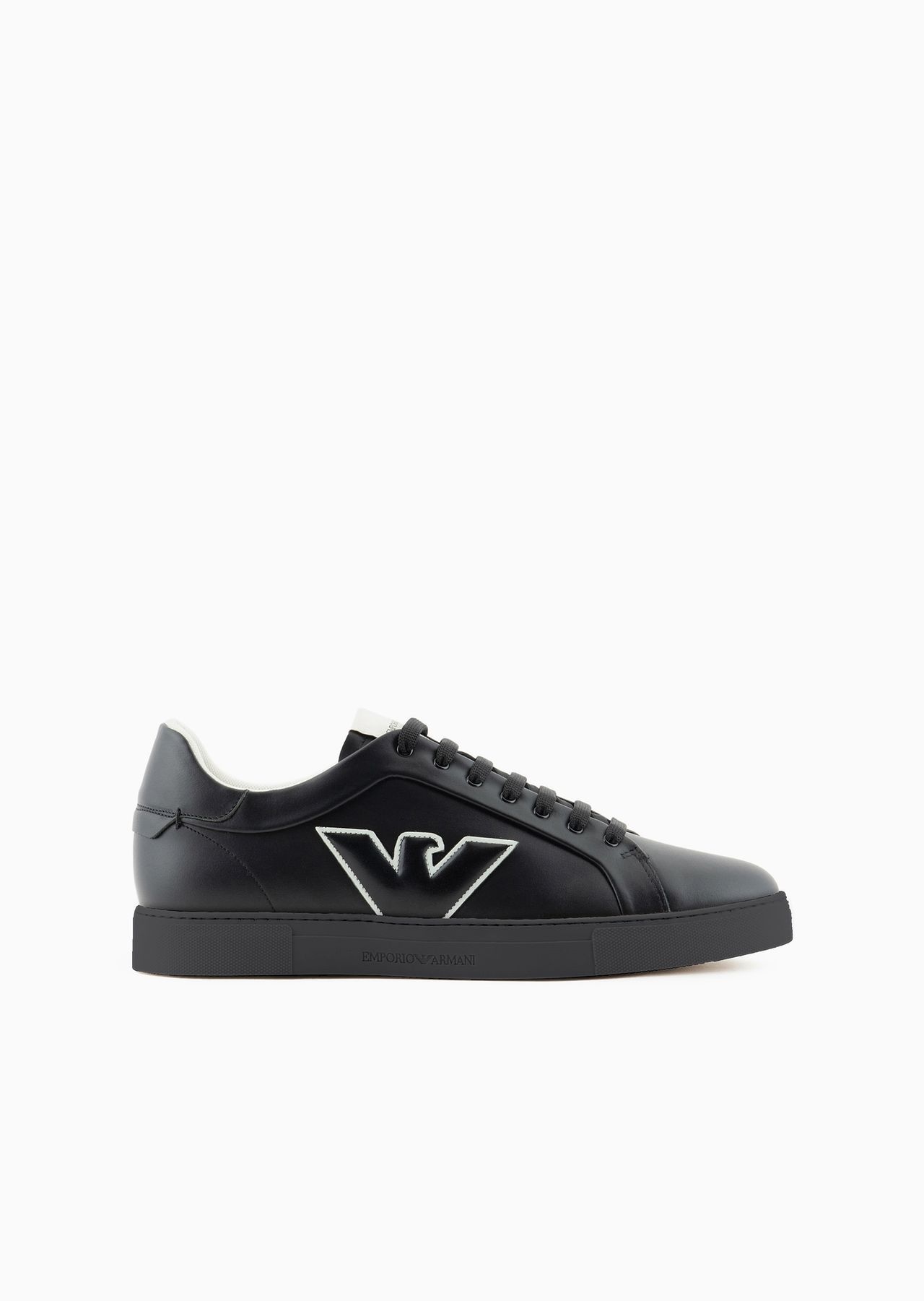Leather sneakers with eagle patch - 1