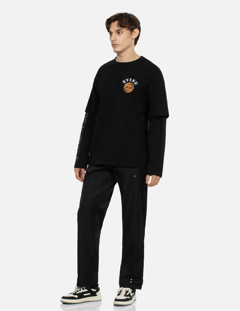 DAICOCK INSERT AND KAMON APPLIQUÉ LOOSE FIT PATCHWORK PANTS 4