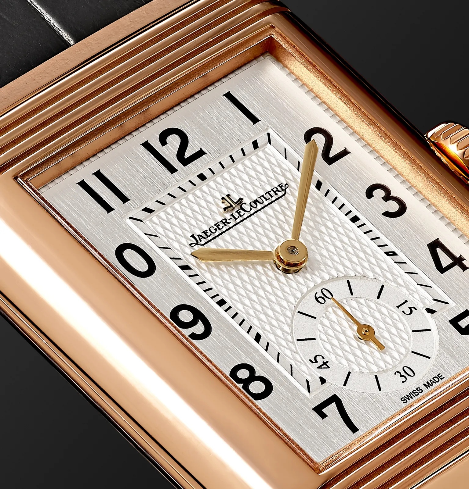 Reverso Classic Large Duoface Small Seconds Hand-Wound 28.3mm 18-Karat Rose Gold and Alligator Watch - 6