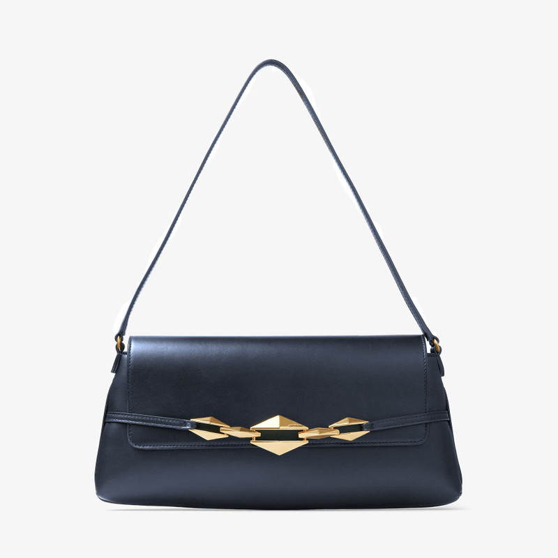 Diamond Shoulder East-West
Navy Shiny Calf Leather Shoulder Bag with Diamond Detail 1