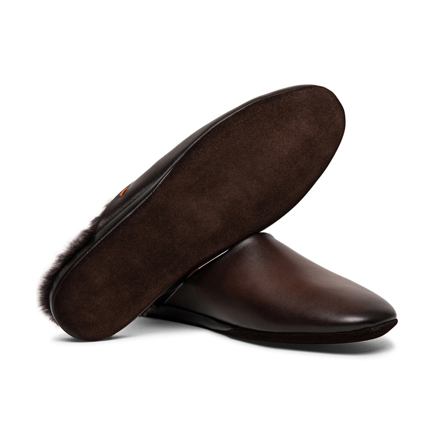 Men’s polished brown leather slipper - 3