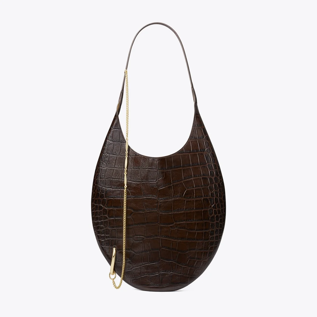 Pierced Croc-Embossed Soft Bag - 1