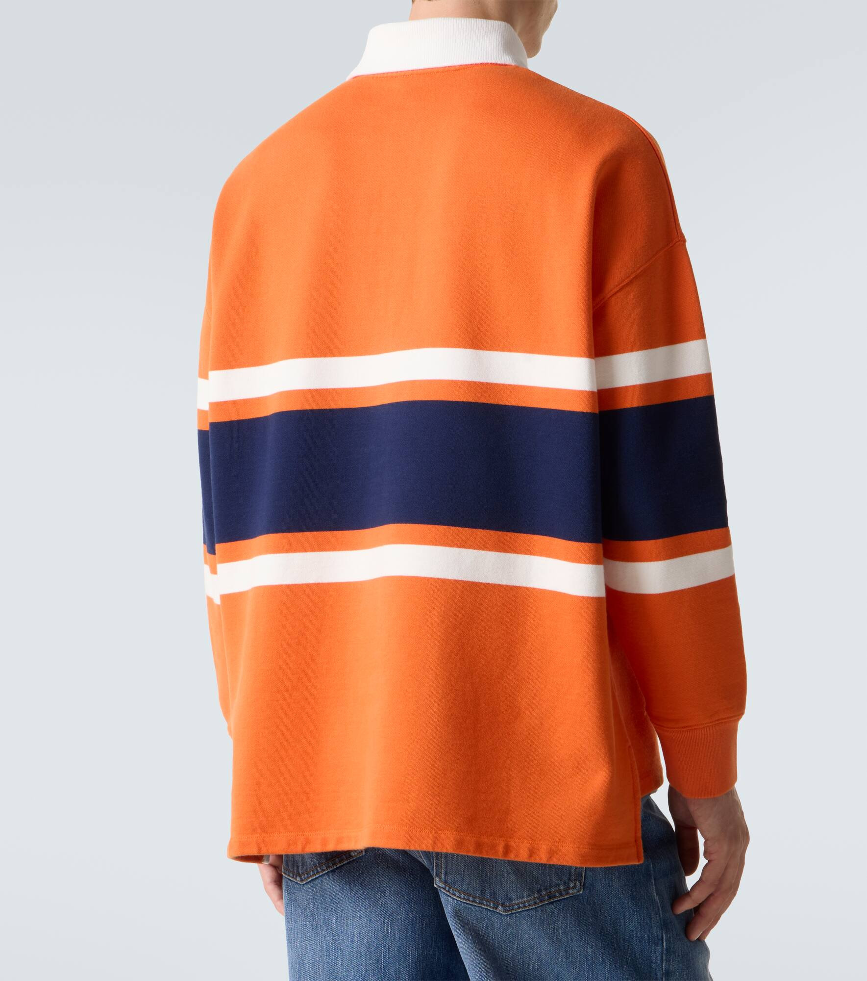 Striped cotton fleece polo sweater - 4