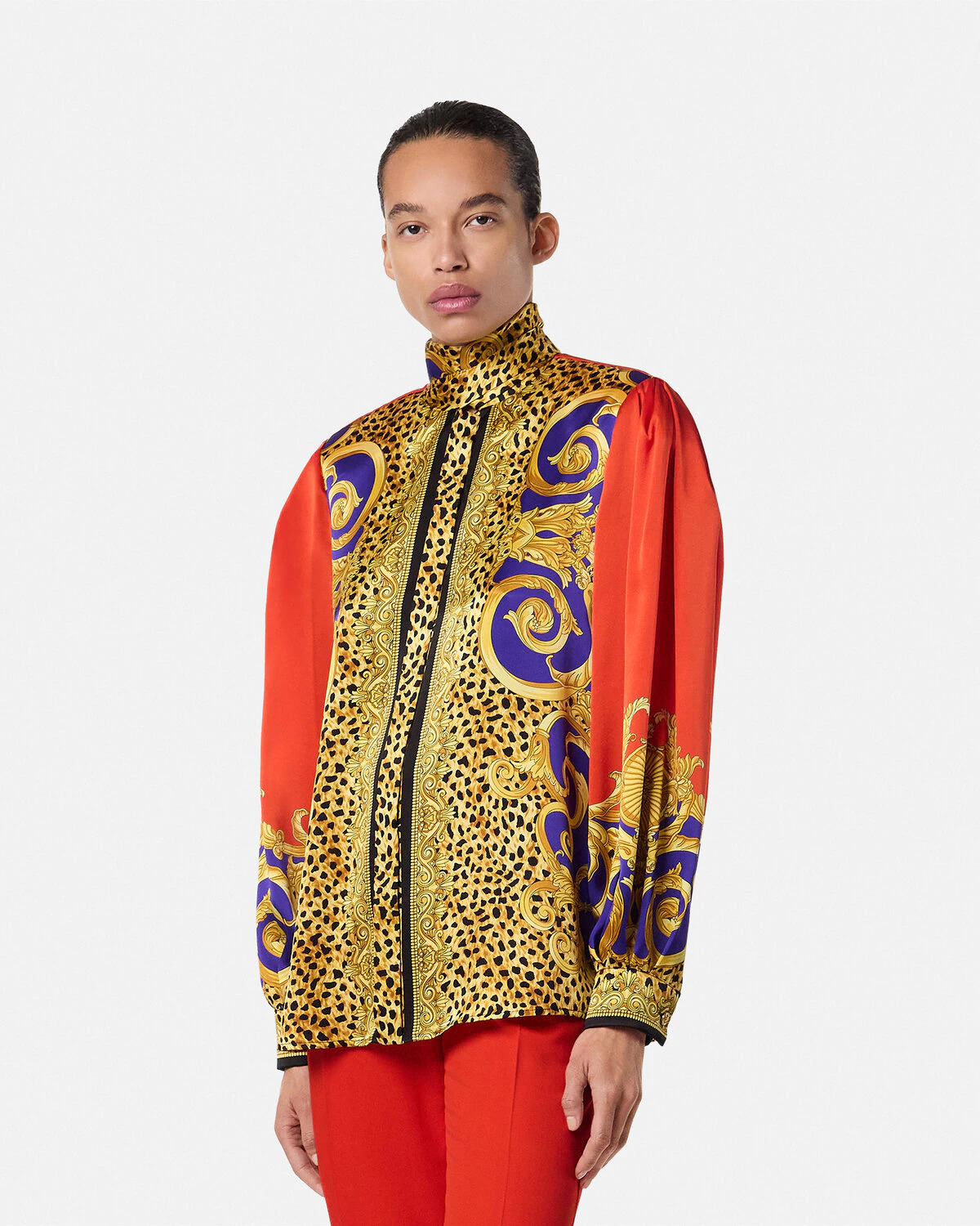 Cheetah Barocco Silk Lavallière Shirt - 4