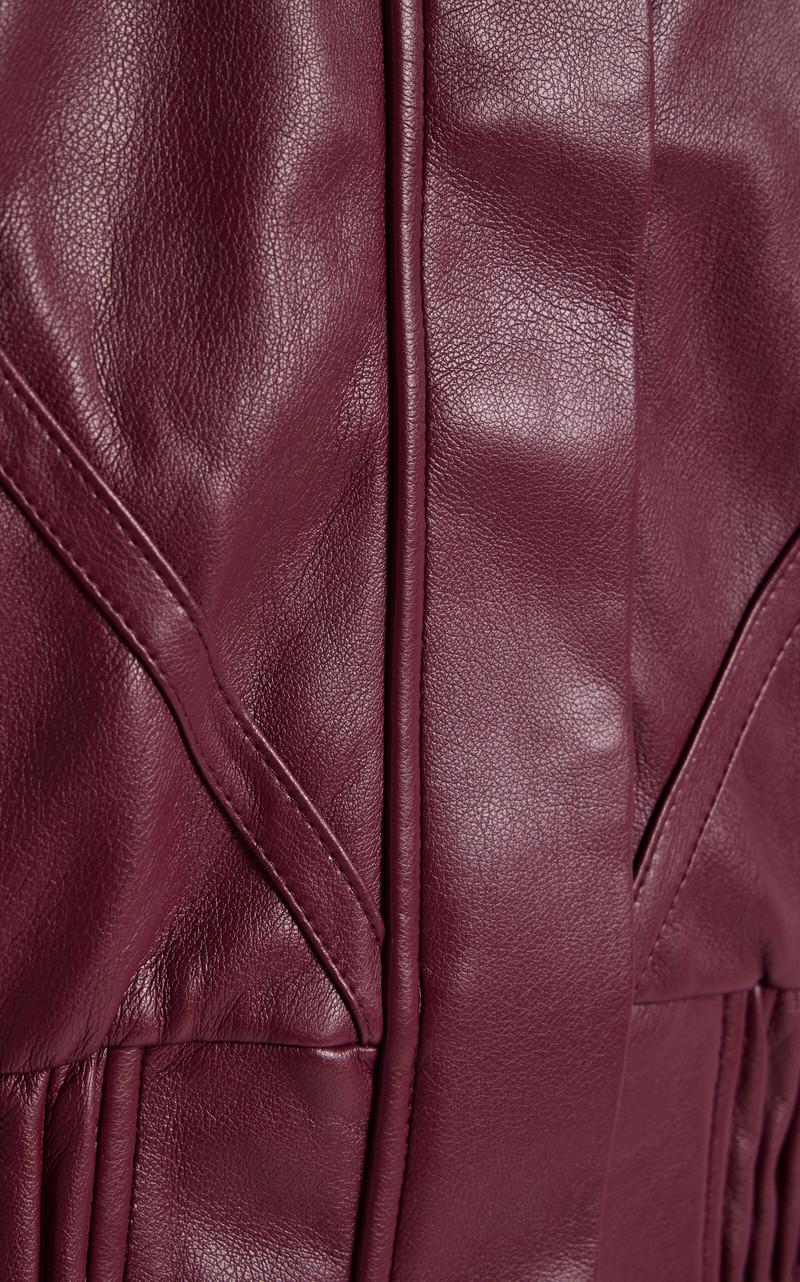 Faux Leather Bomber Jacket burgundy 5