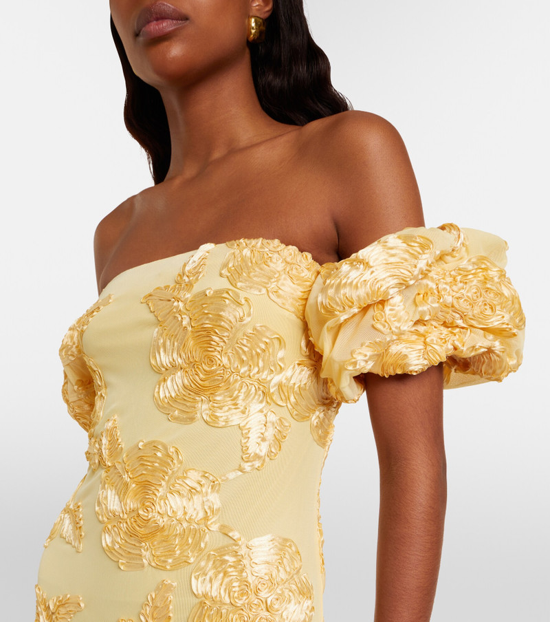 Floral-appliqué off-shoulder maxi dress 4