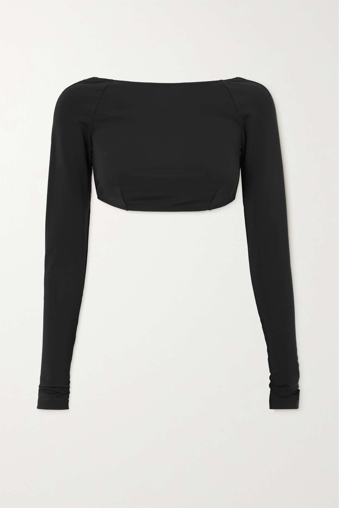 Open-back cropped silk-trimmed stretch-crepe top - 1