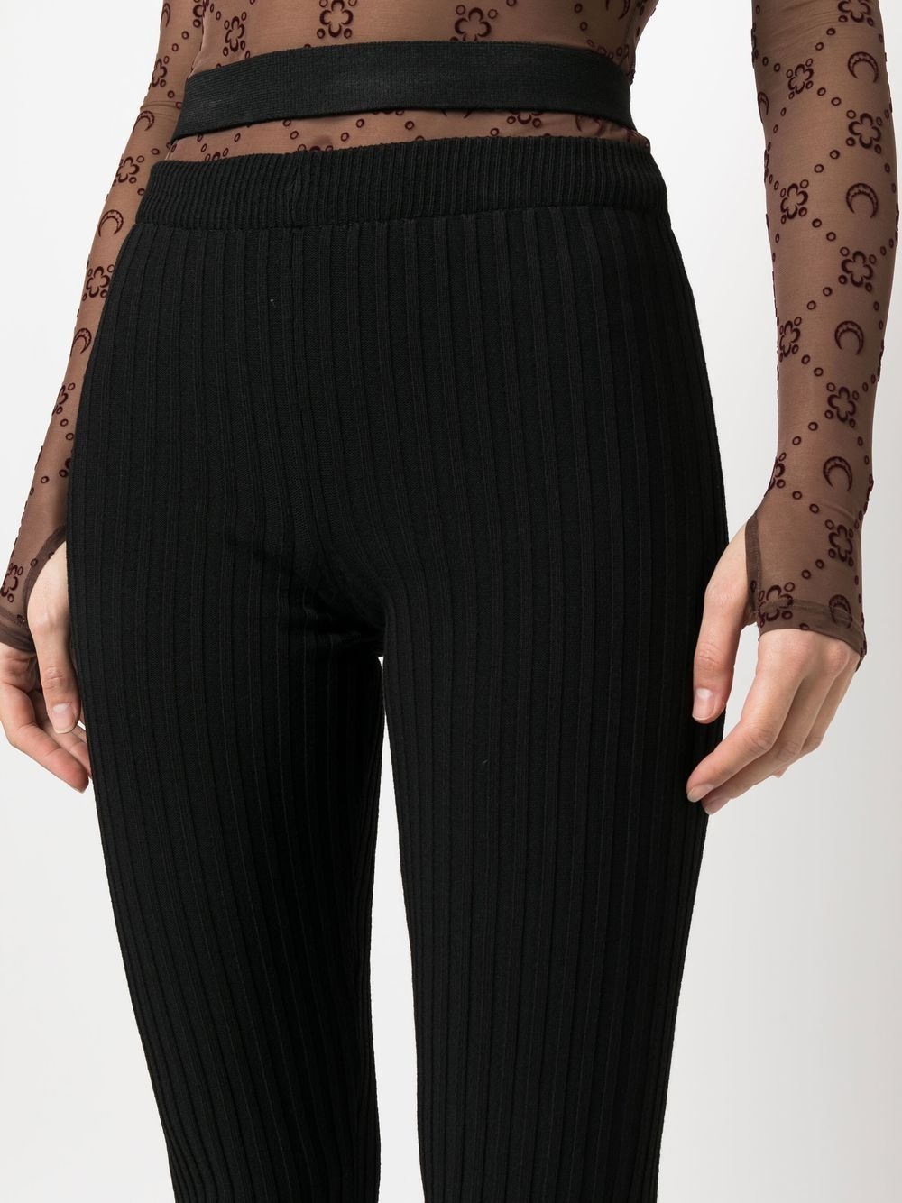 cut-out ribbed-knit trousers - 5