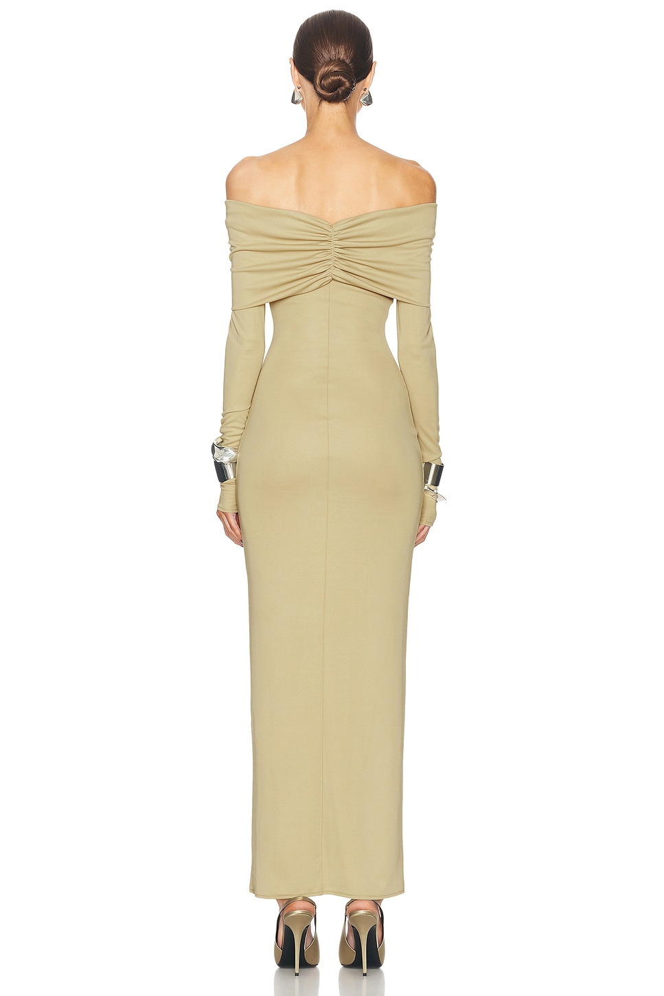 Matte Jersey Off Shoulder Maxi Dress - 3
