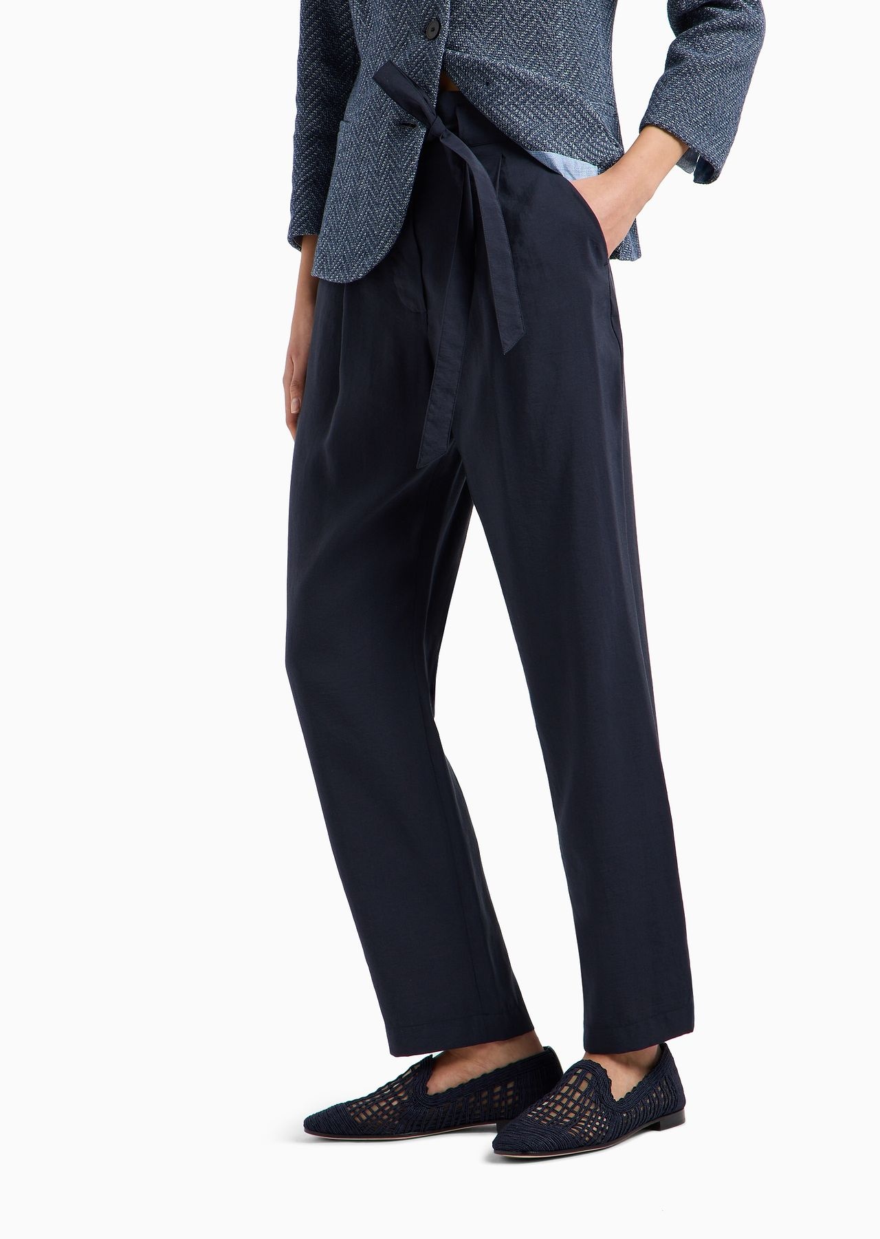 Flowing drawstring trousers in washed matte modal - 2