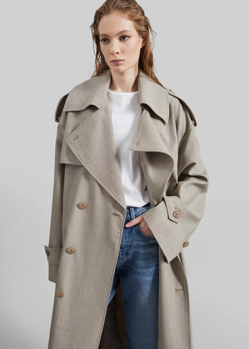 Dursley Oversized Trench Coat - Beige Melange 5