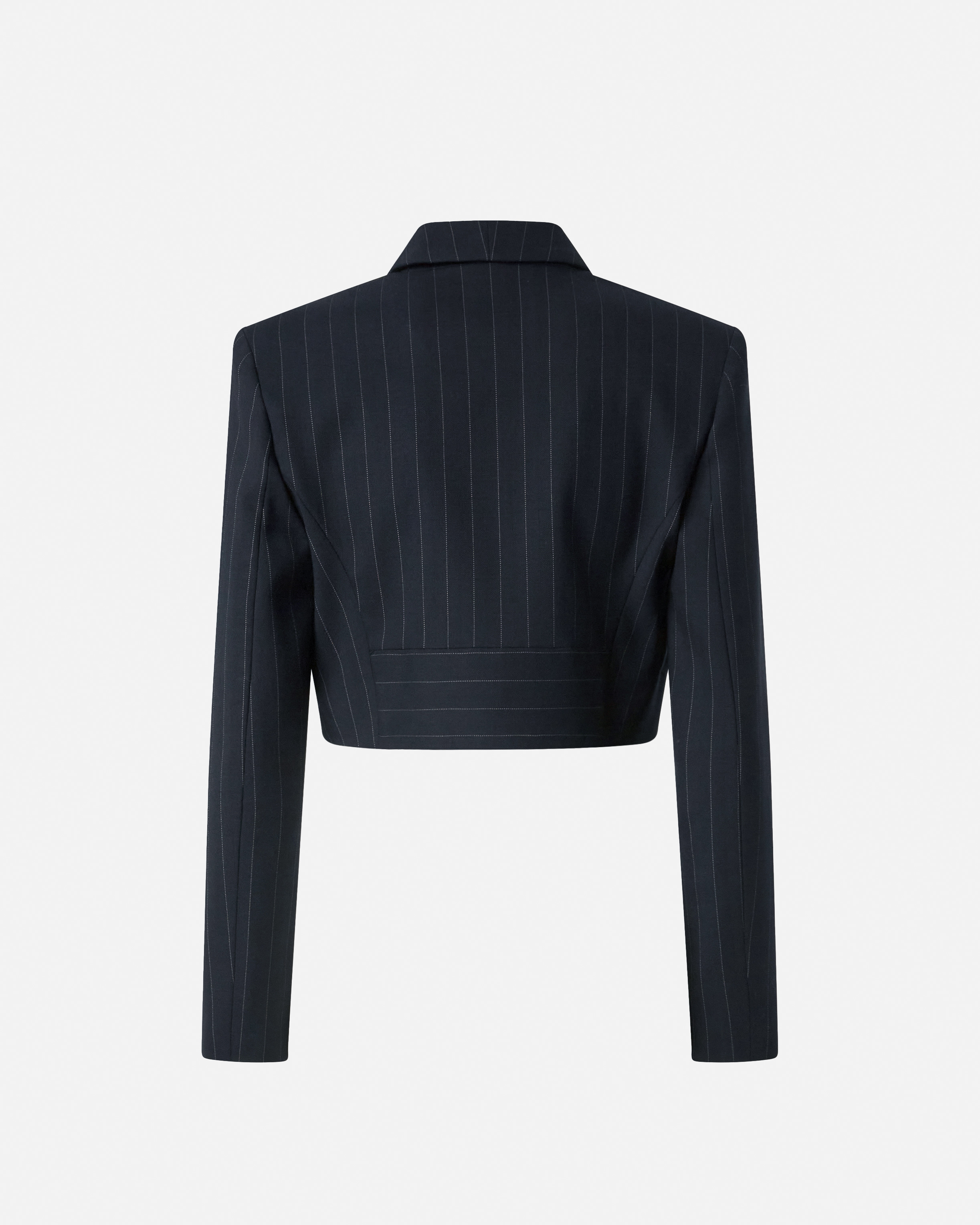 SHORT PINSTRIPE POLY WOOL BLAZER - 6