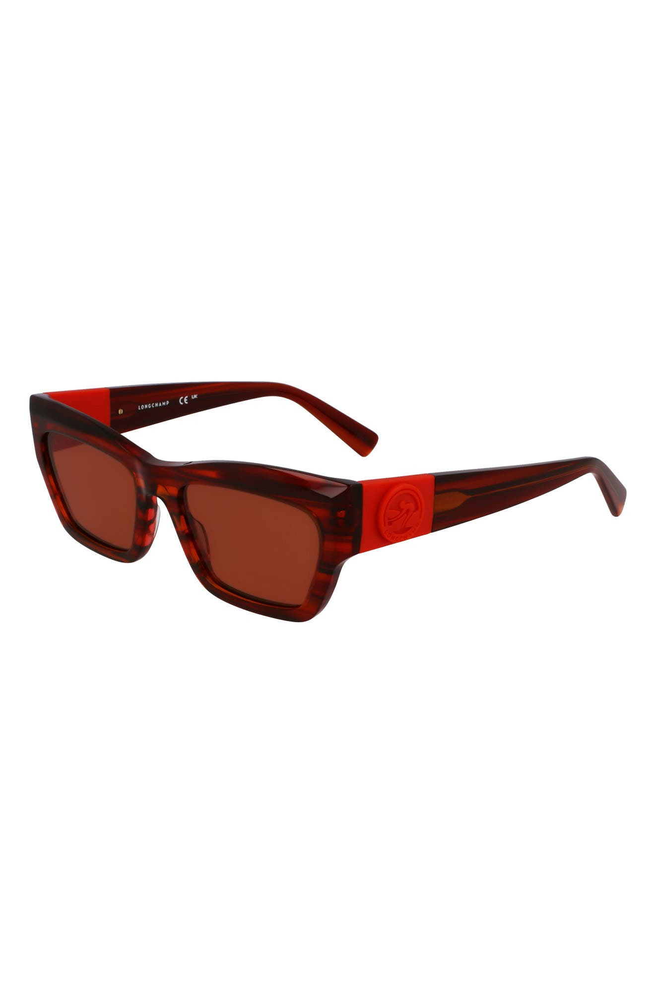 Longchamp Medallion 53mm Modified Rectangular Sunglasses in Striped Red at Nordstrom - 2