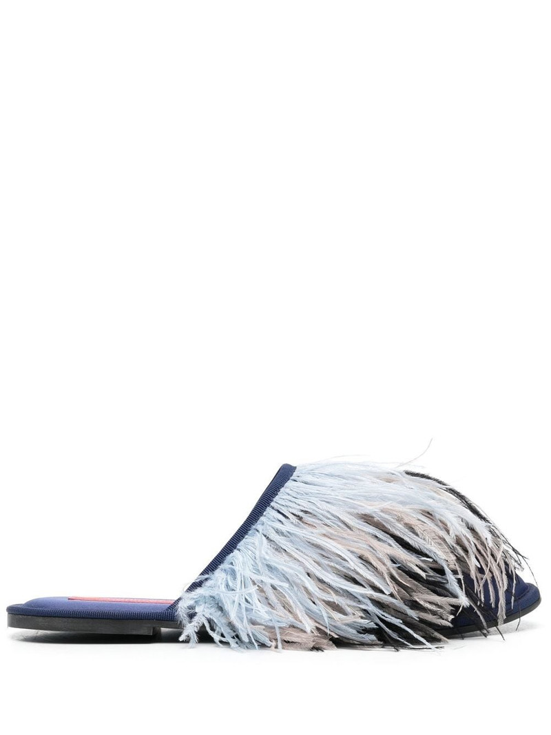 feather-detail slippers 1