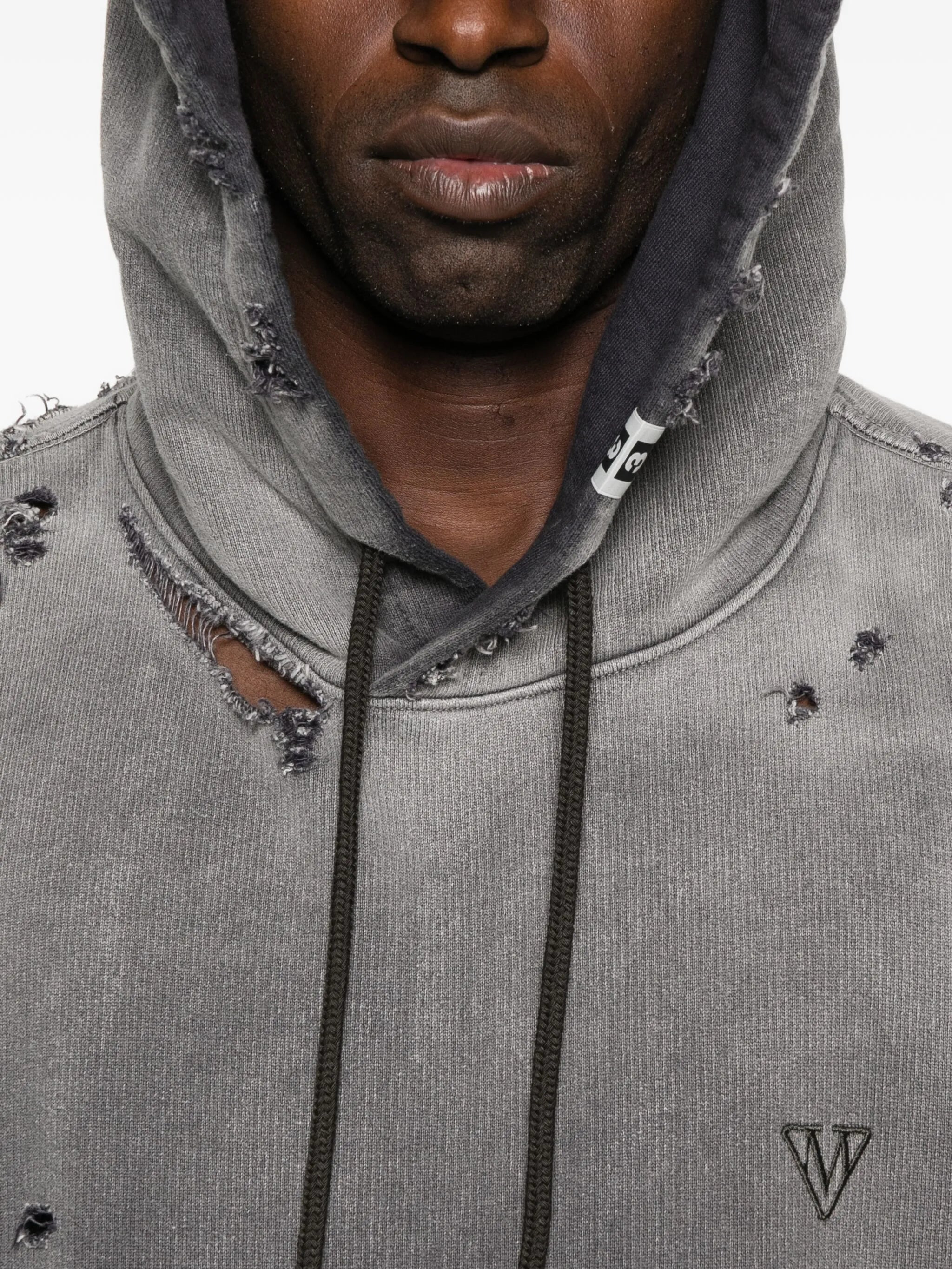 distressed cotton hoodie - 5