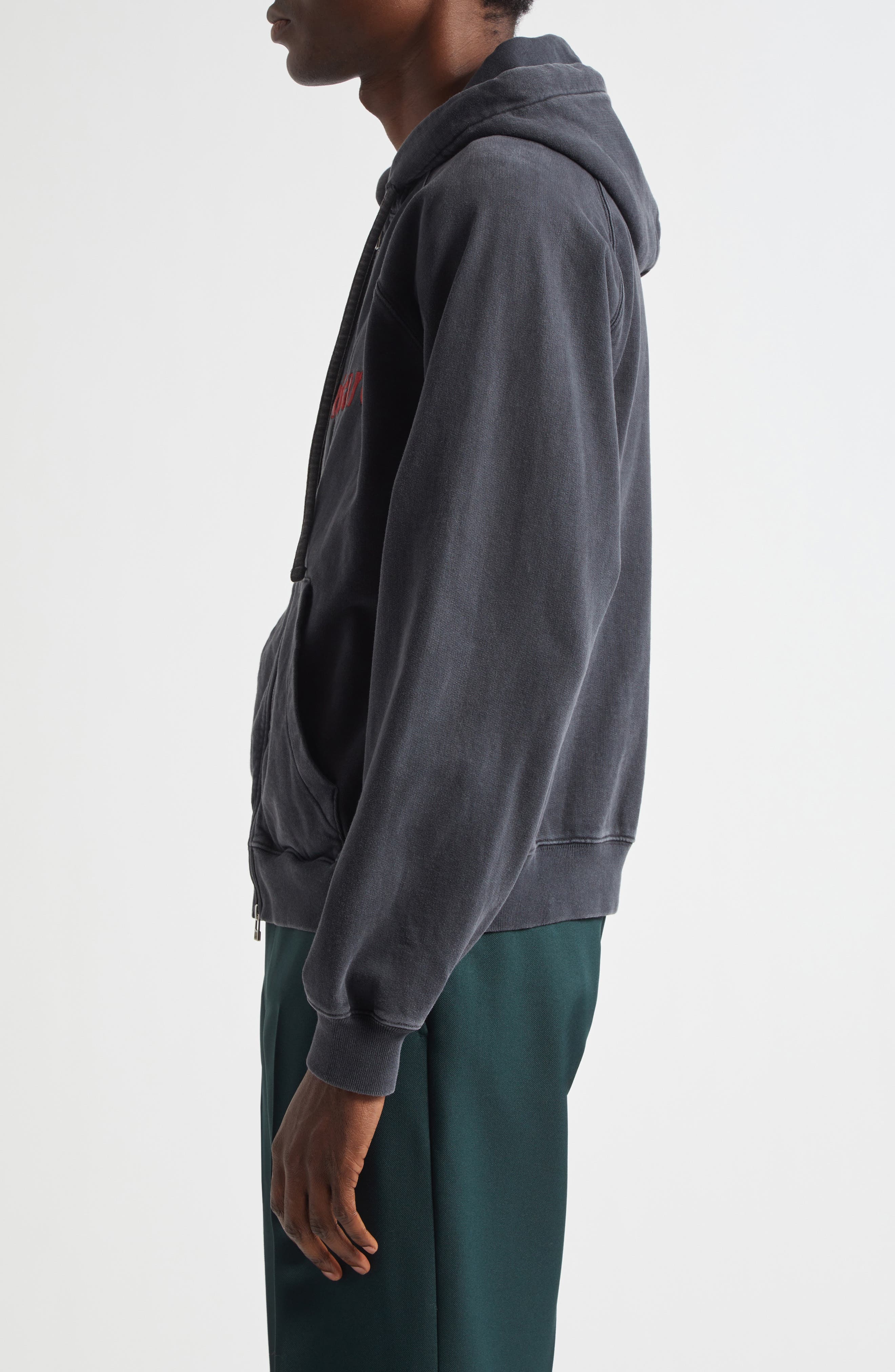 STOCKHOLM SURFBOARD CLUB Ace Embroidered Logo Organic Cotton Zip Hoodie in Black at Nordstrom - 3