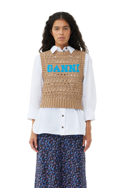 GANNI BROWN COTTON ROPE SHORT VEST outlook