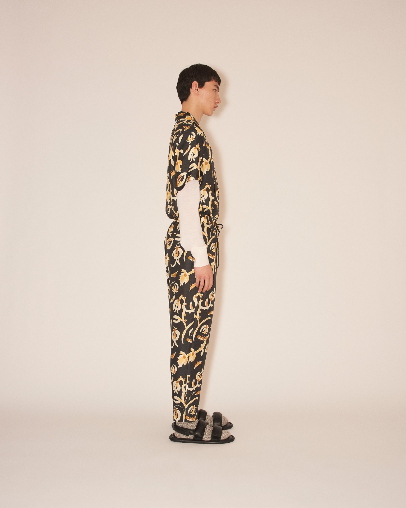 JAIN - Twill silk pants - Floral black - 3