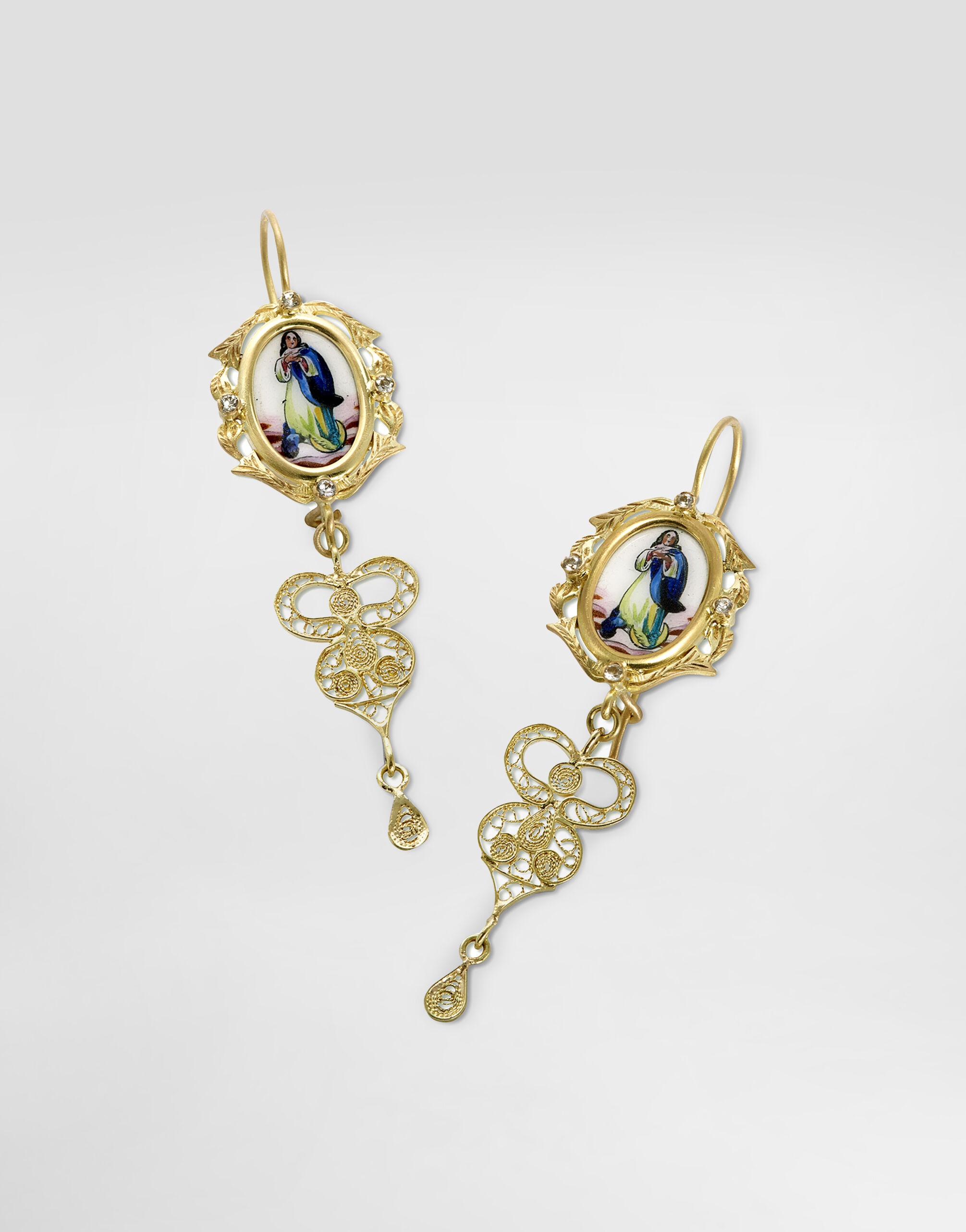 Sicily Earrings 18-carat yellow gold and colorless sapphires - 2
