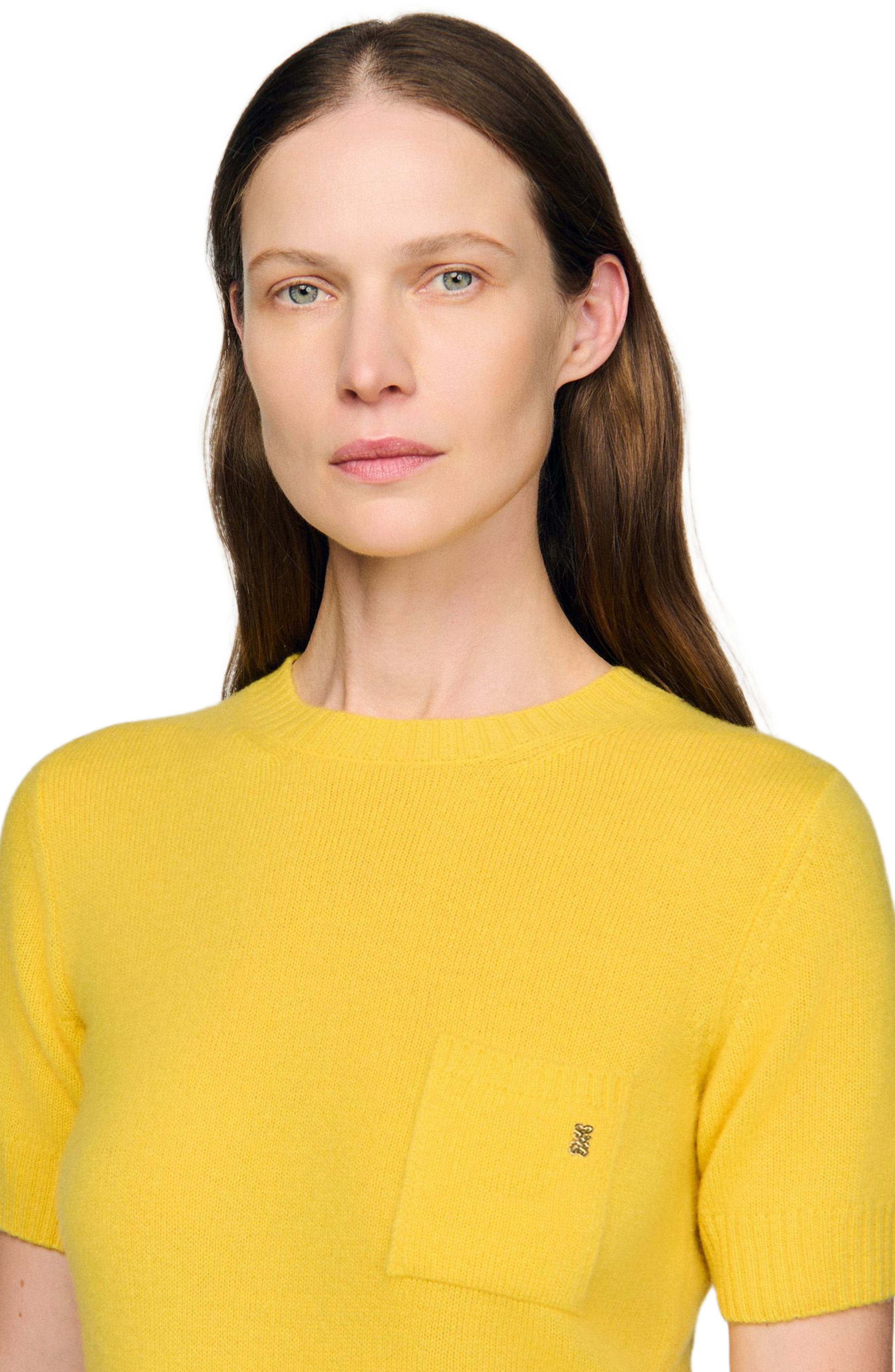 SANDRO Short-sleeve sweater in Gold Yellow at Nordstrom - 5