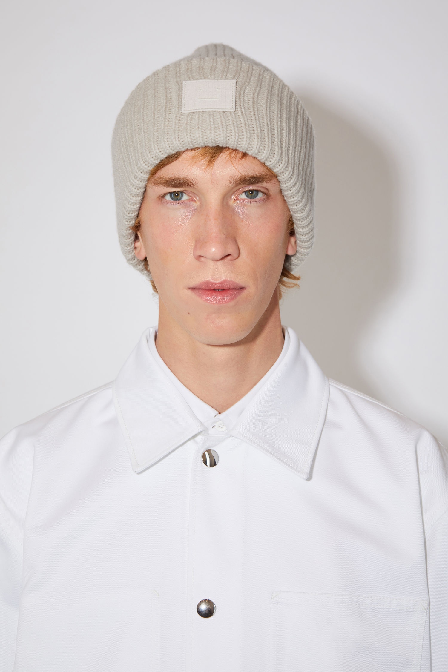 Rib knit beanie hat light grey melange - 3