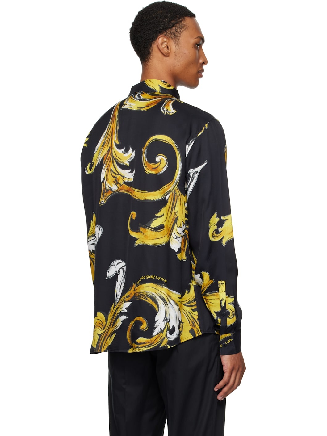 Black & Gold Outline Barocco Regular-Fit Shirt - 3