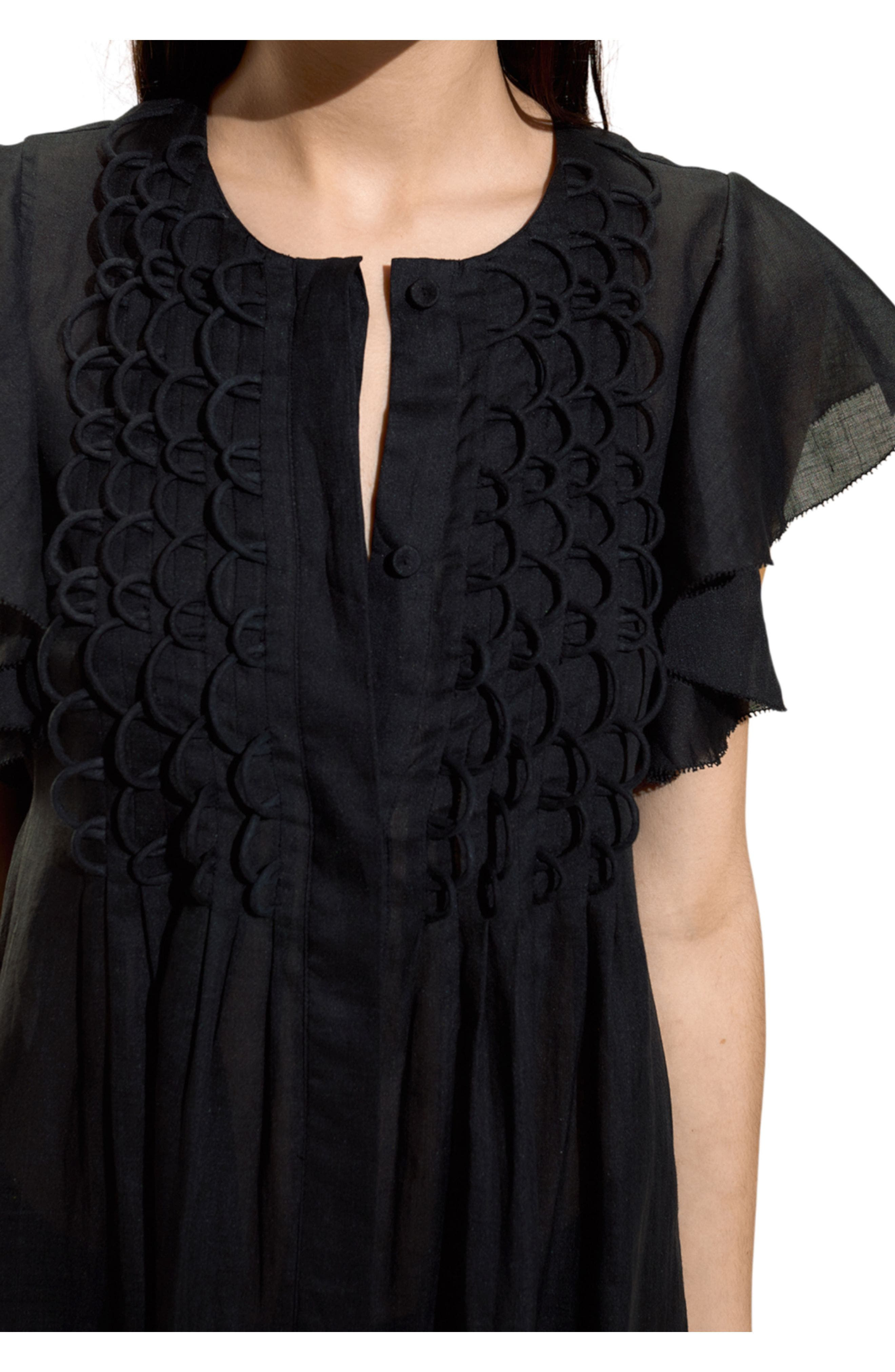 Cynthia Rowley Ramie Midi Pintuck Kaftan in Black at Nordstrom - 4
