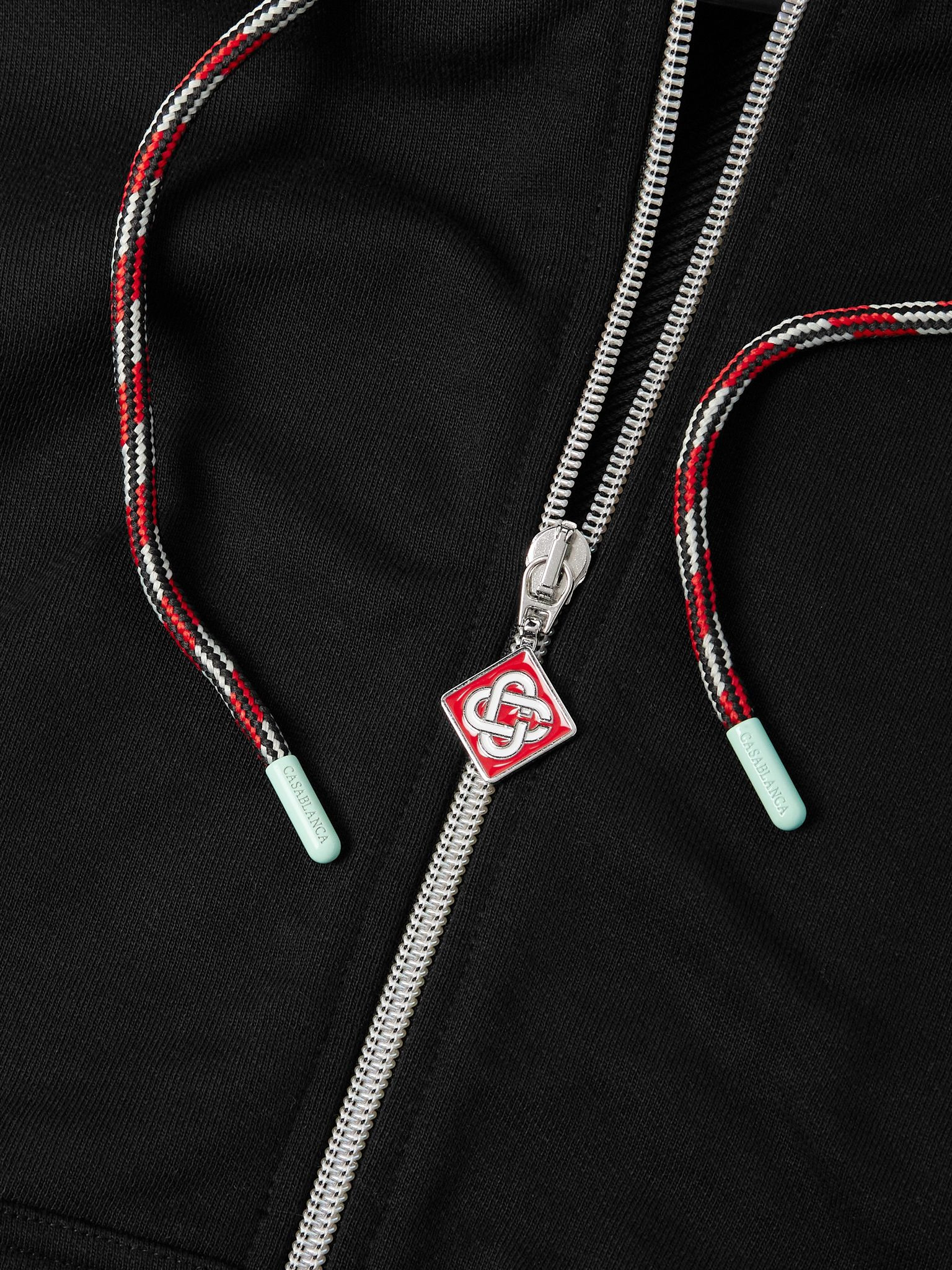 Logo-Appliquéd Cotton-Jersey Zip-Up Hoodie Black - 4
