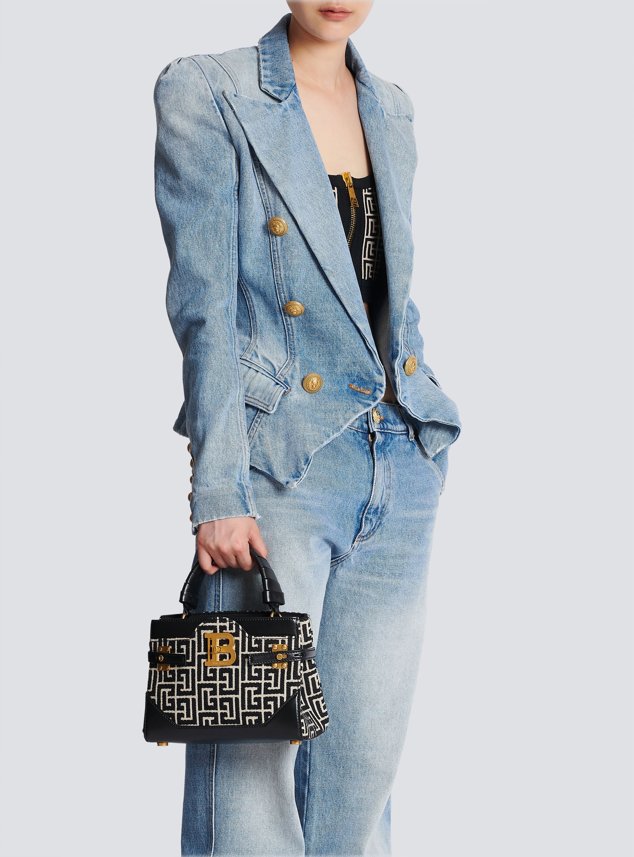 B-Buzz 22 Top Handle bag in leather with jacquard monogram - 2