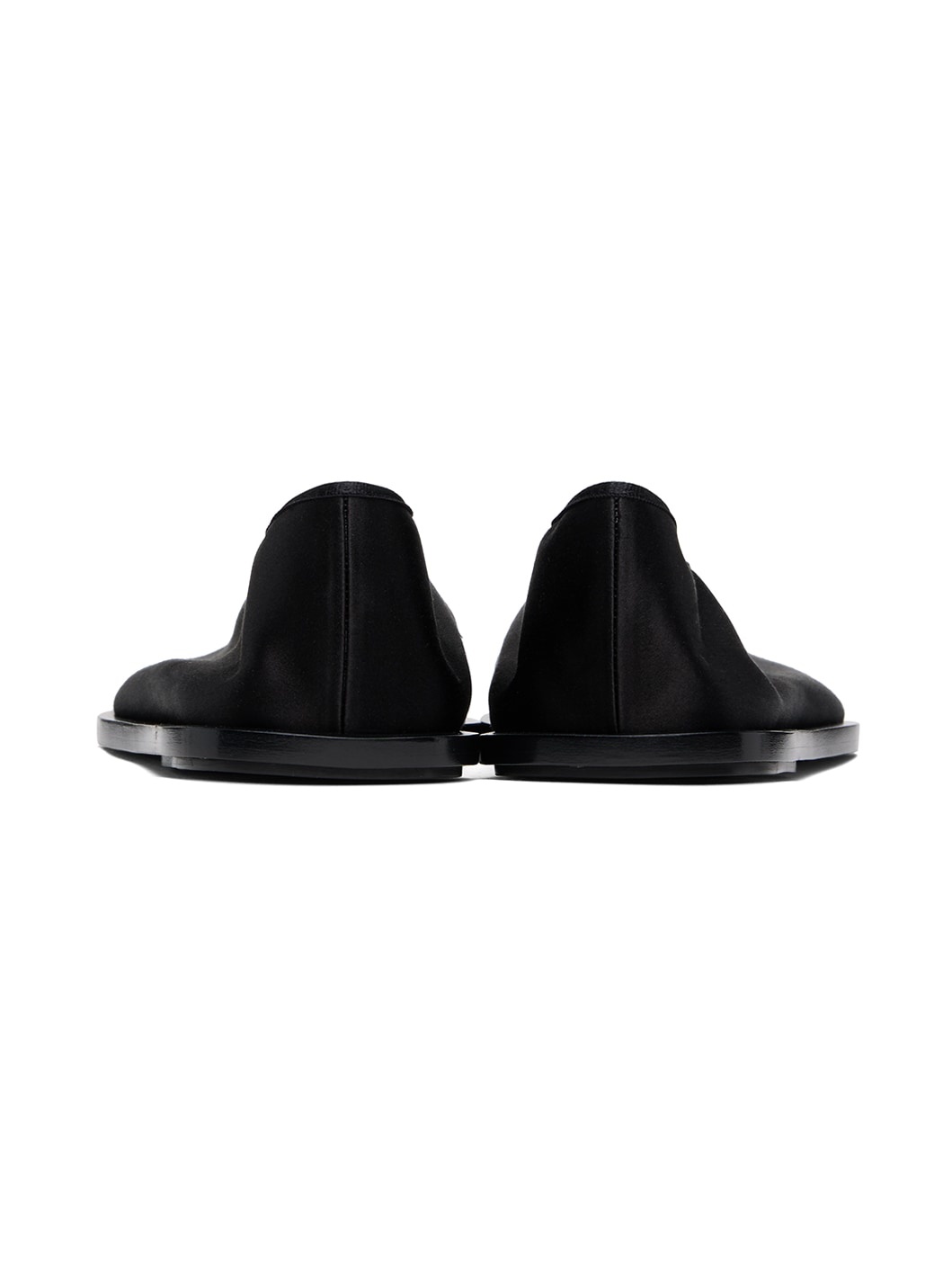 Black Soft Square Satin Loafers - 2