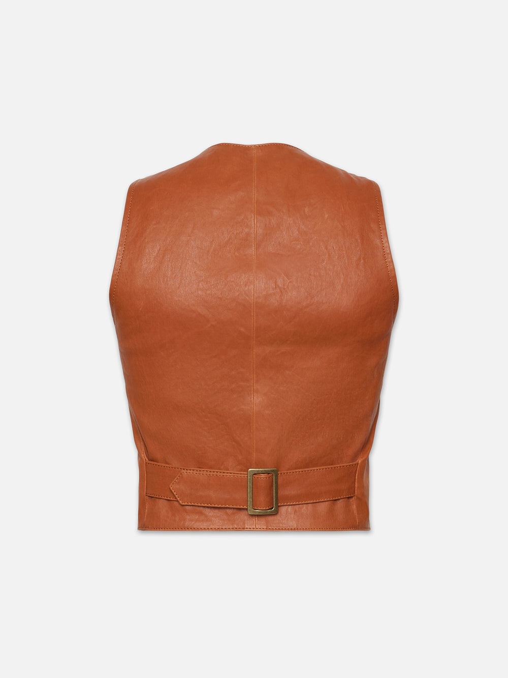 Button Up Leather Vest in Light Whiskey - 3