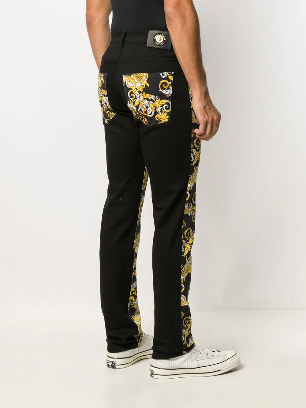 barocco print straight leg jeans - 4