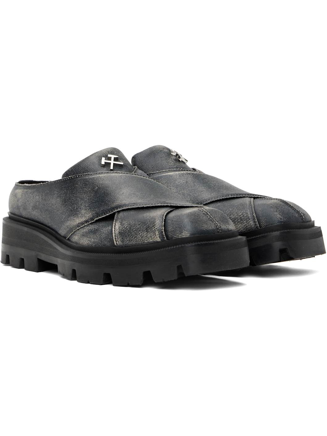 Black Bassim Crossover Slip-on Loafers - 4