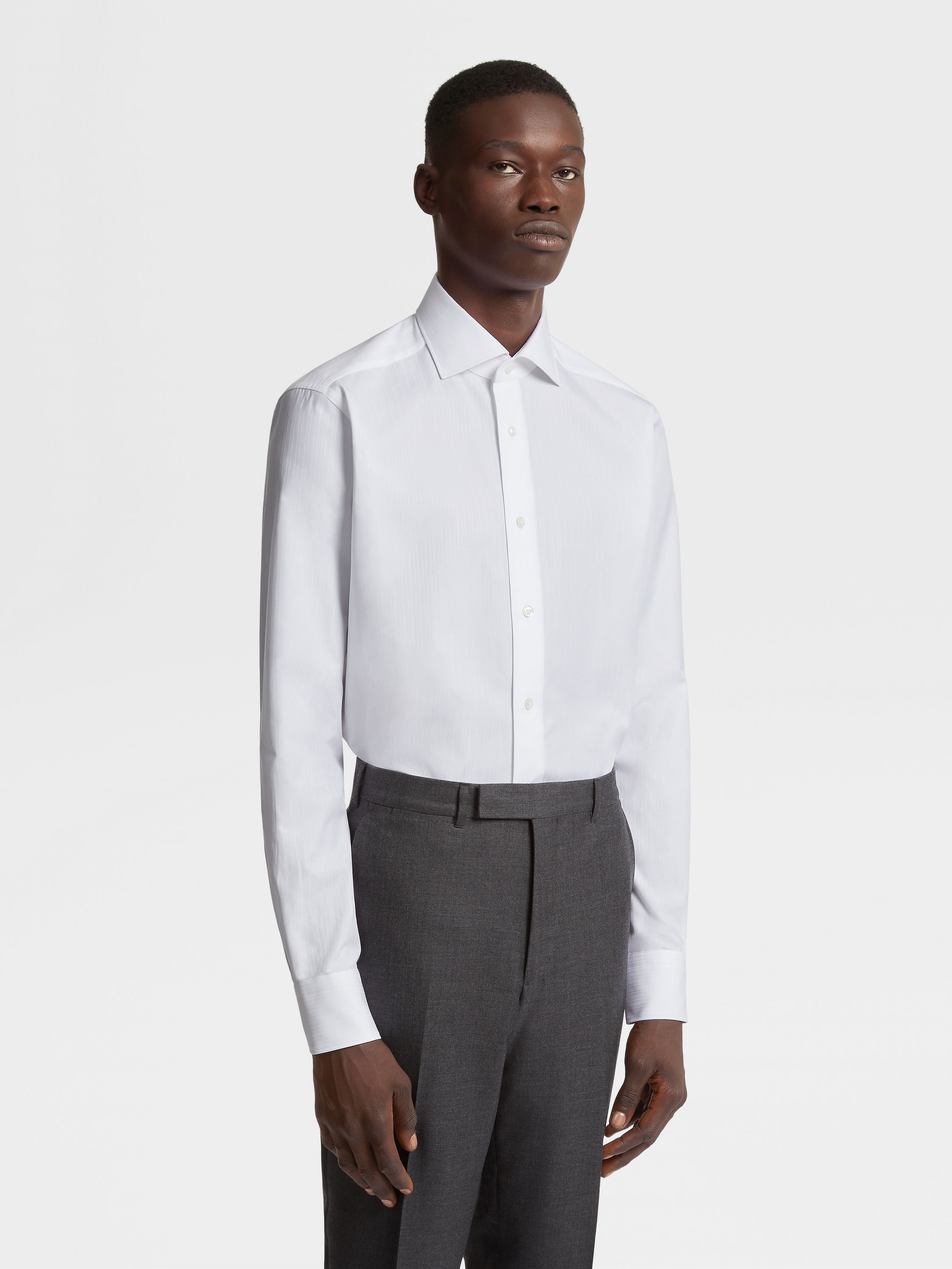 WHITE CENTOVENTIMILA COTTON STRIPED SHIRT - 2