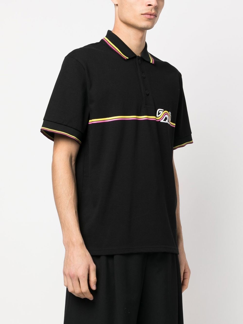 waved logo print polo shirt - 3