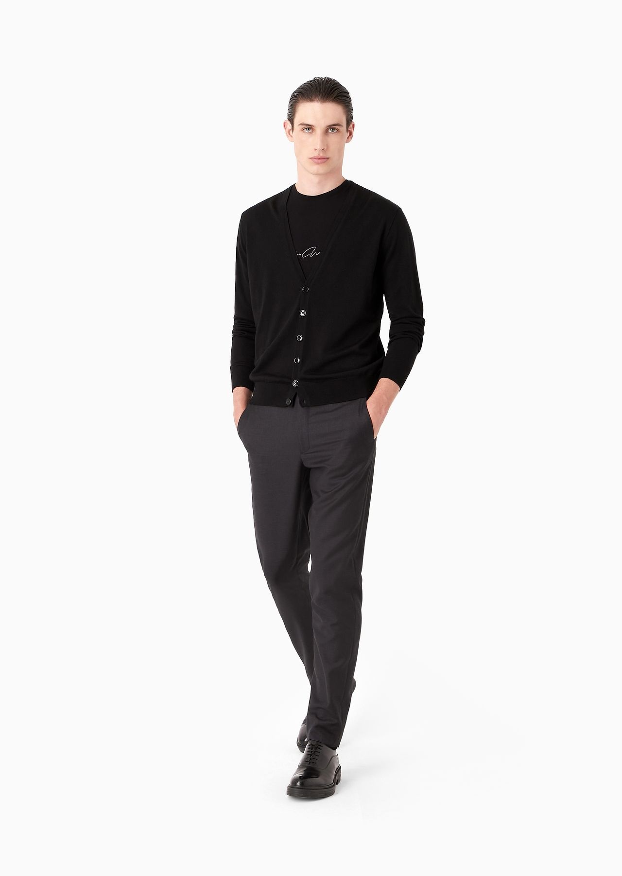 Flat-front trousers in wool and cashmere gabardine - 4