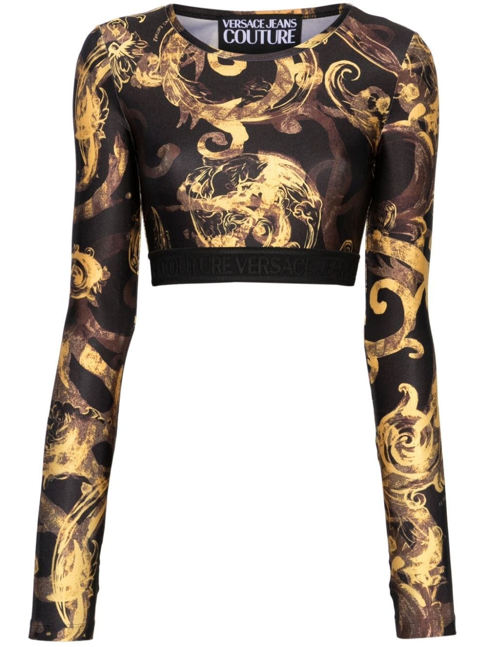 baroque-print cropped top - 1