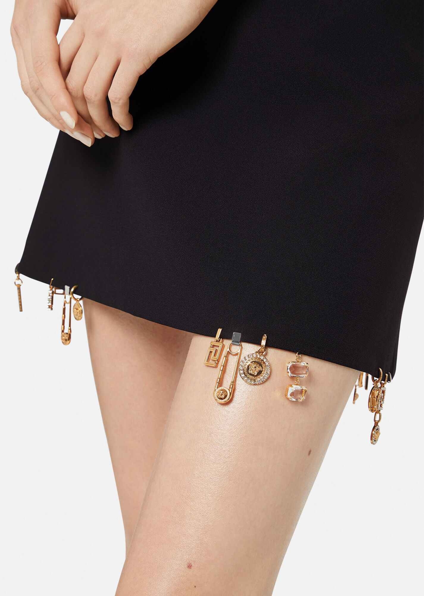 Charm-Embellished Satin Mini Skirt - 5