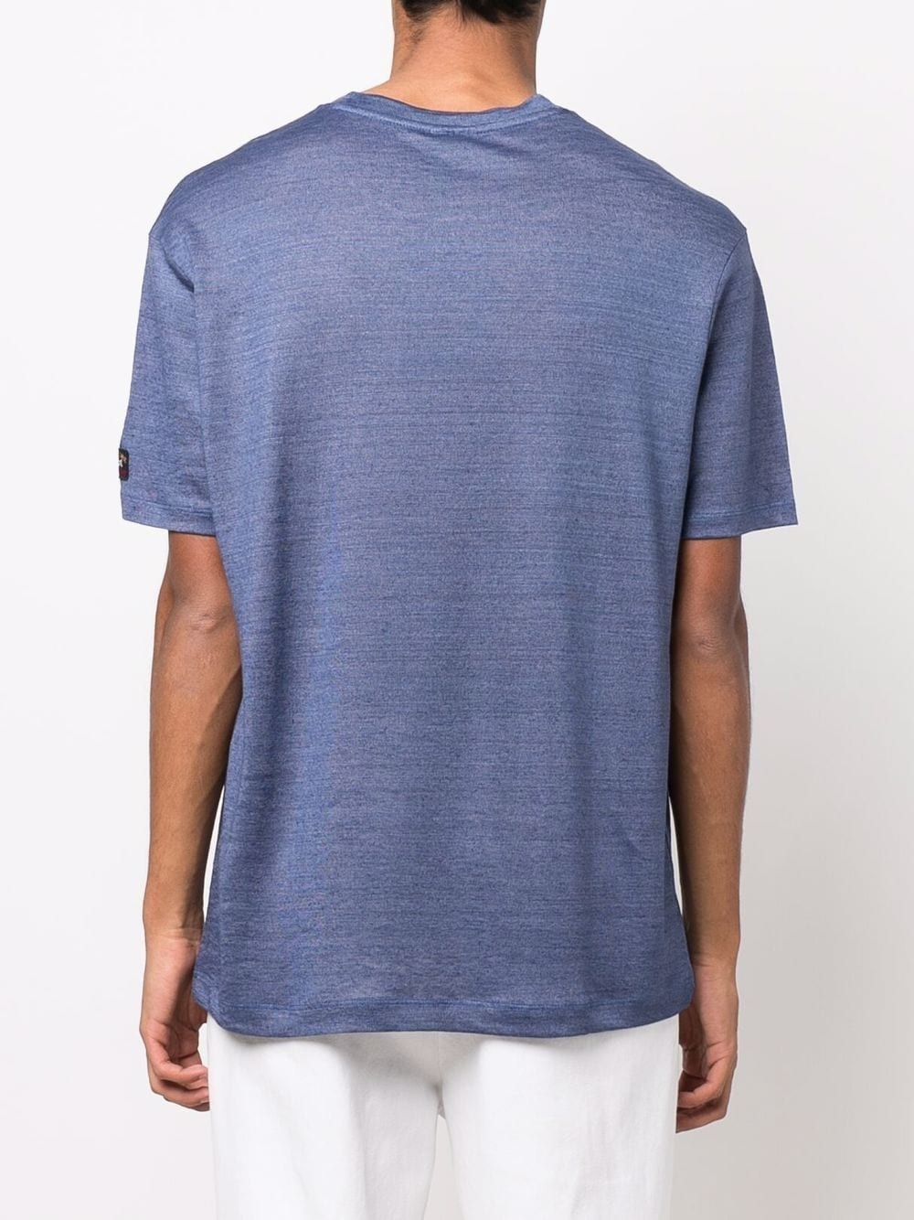 crew neck short-sleeved linen T-shirt - 4