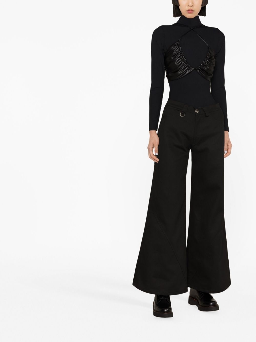 wide-leg cotton trousers - 2