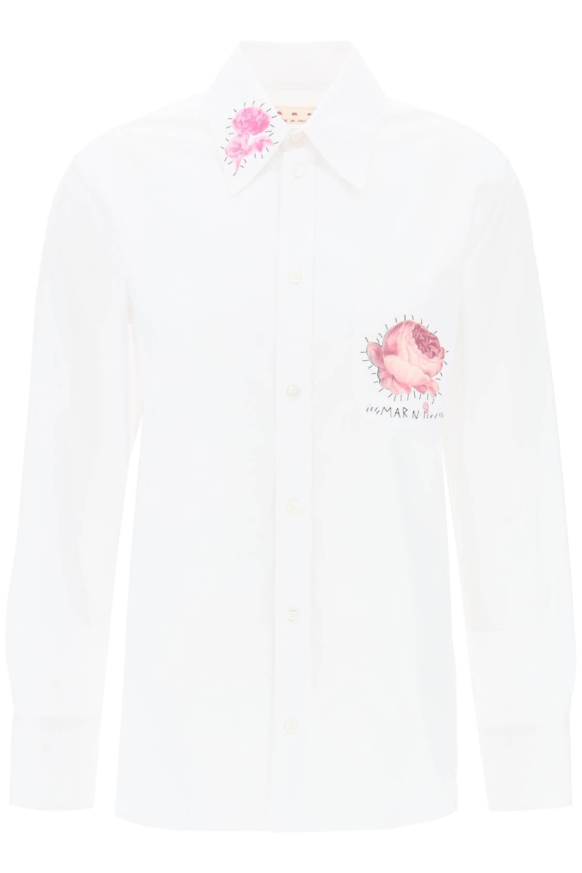 Camicia Con Patch Stampa Fiori E Logo Ricamato - 1