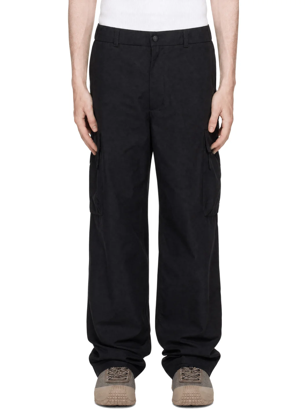Black Logo Zip Cargo Pants - 1
