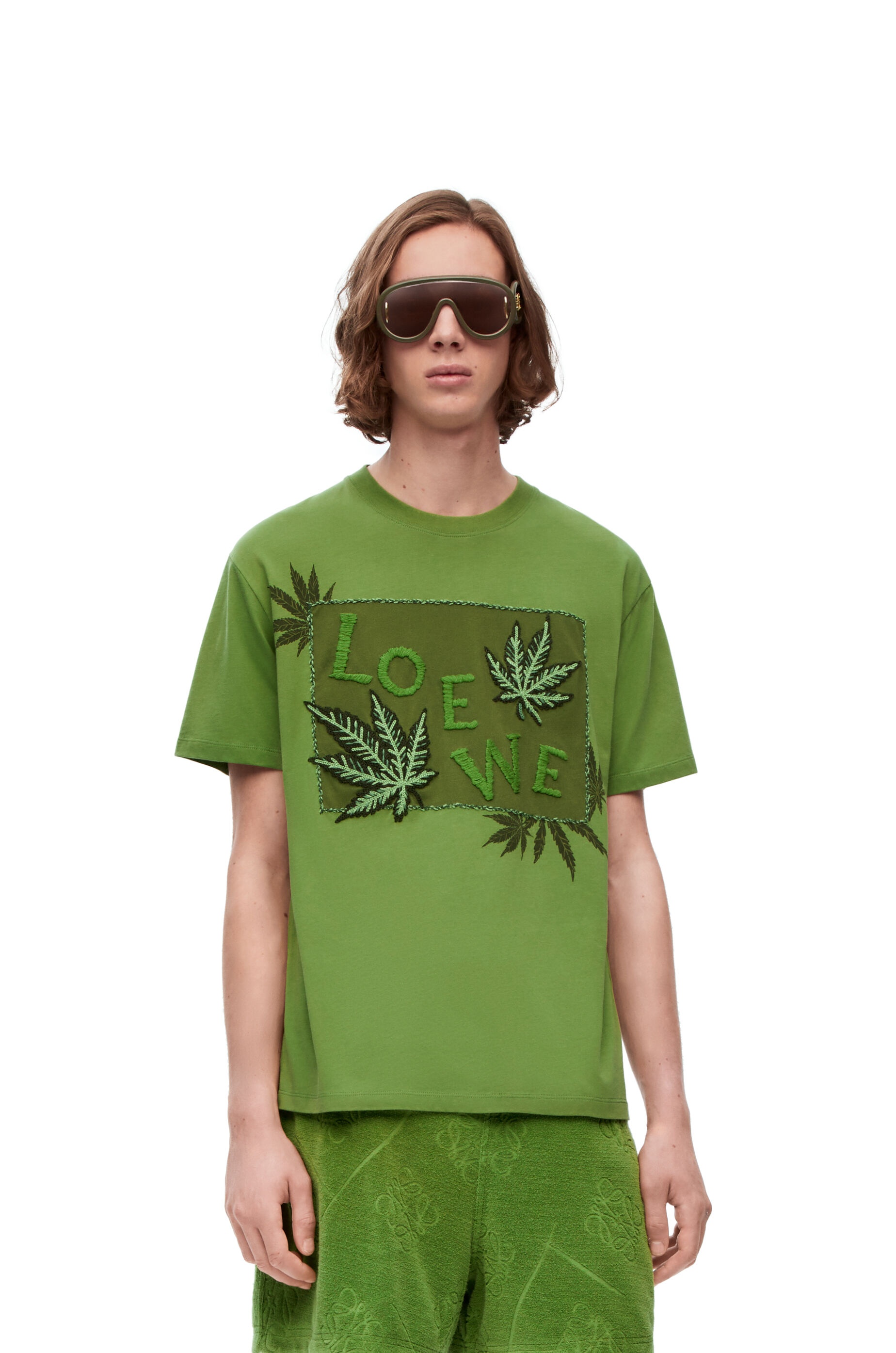 Leaf embroidered T-shirt in cotton - 3