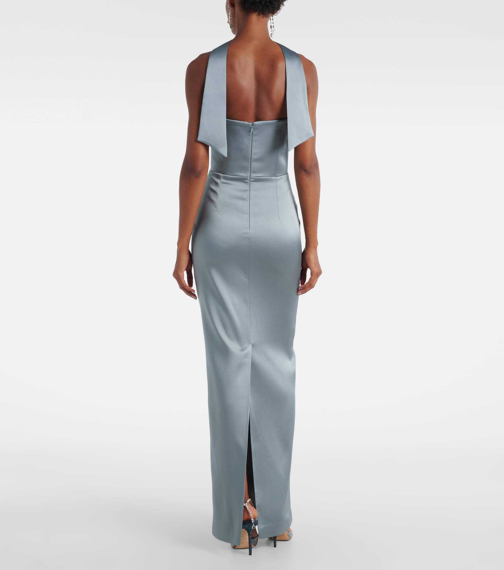 Holly bow-detail satin corset gown - 3