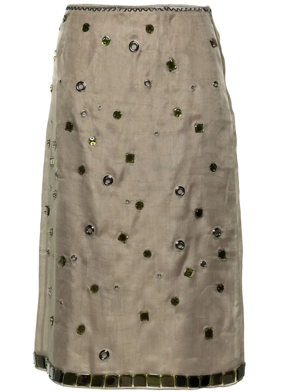 crystal-embellished silk midi skirt - 1
