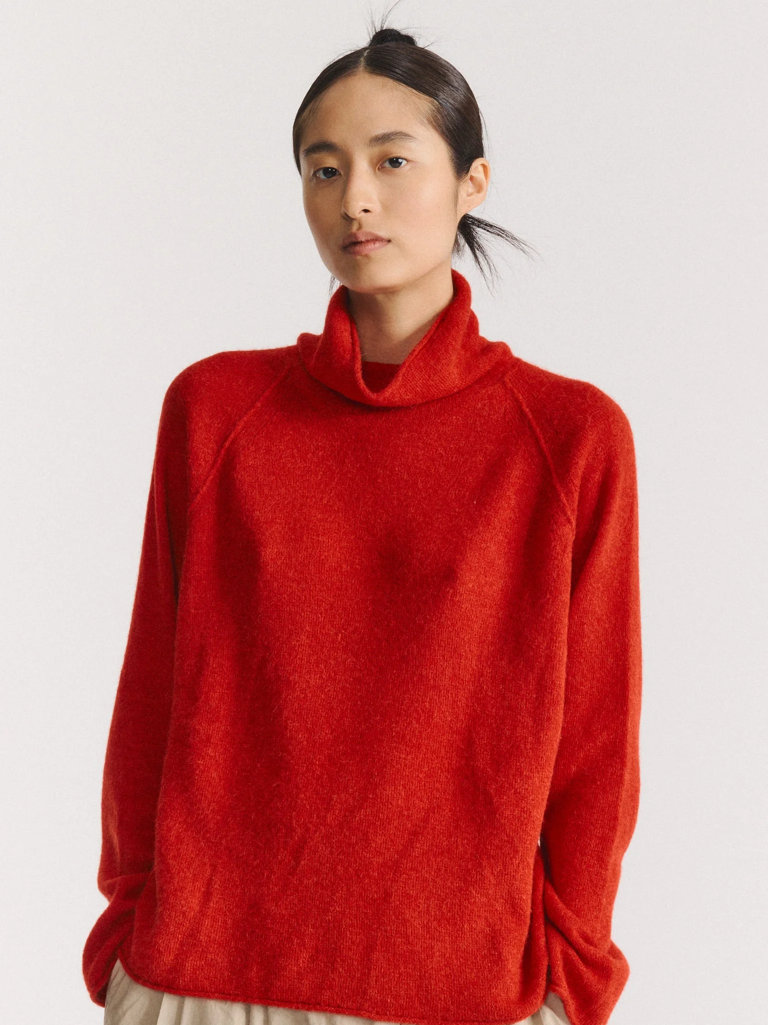 HIGH NECK JUMPER - ALPWO - SANGERINE - 1