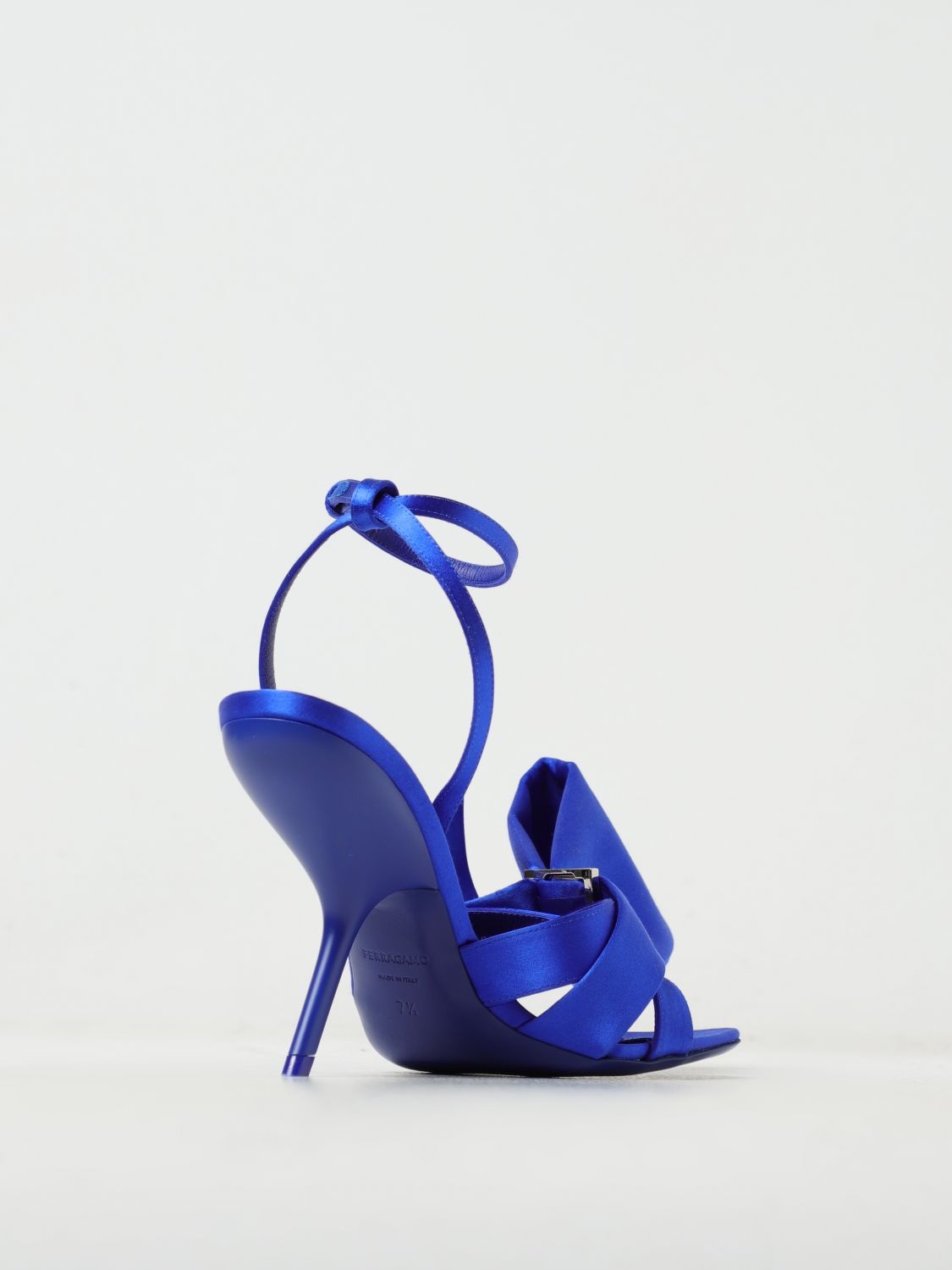 【FERRAGAMO】‘HELENA’ HEELED SANDALS Ferragamo | Helena 105 blue satin bow sandals | Savannahs