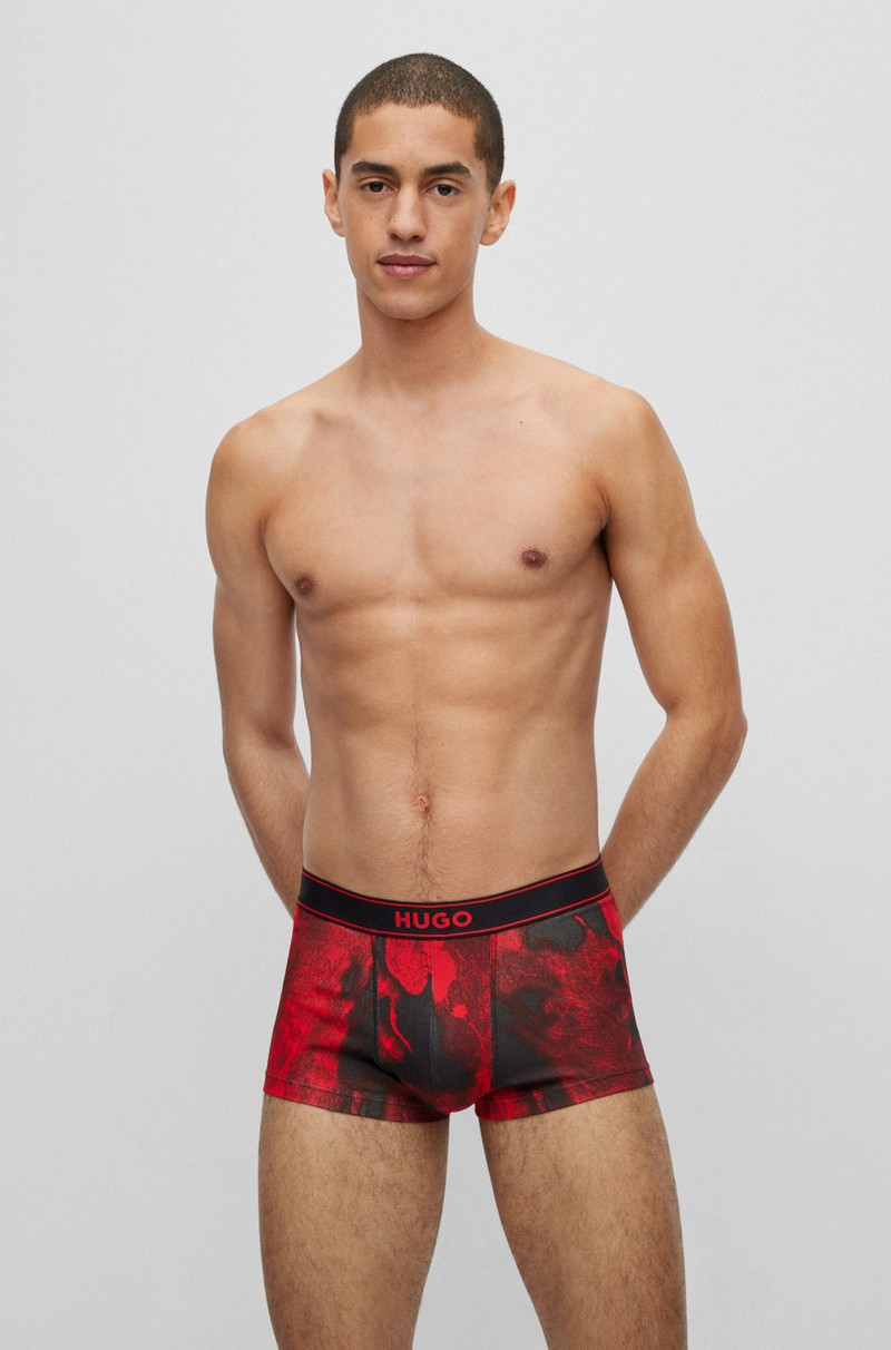 HUGO STRETCH-COTTON REGULAR-RISE TRUNKS WITH SEASONAL PRINT outlook