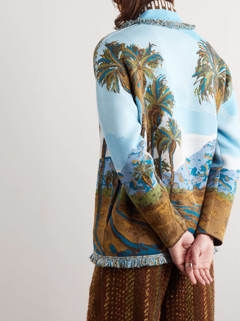Fringed Cotton, Wool and Silk-Blend Jacquard Cardigan 4