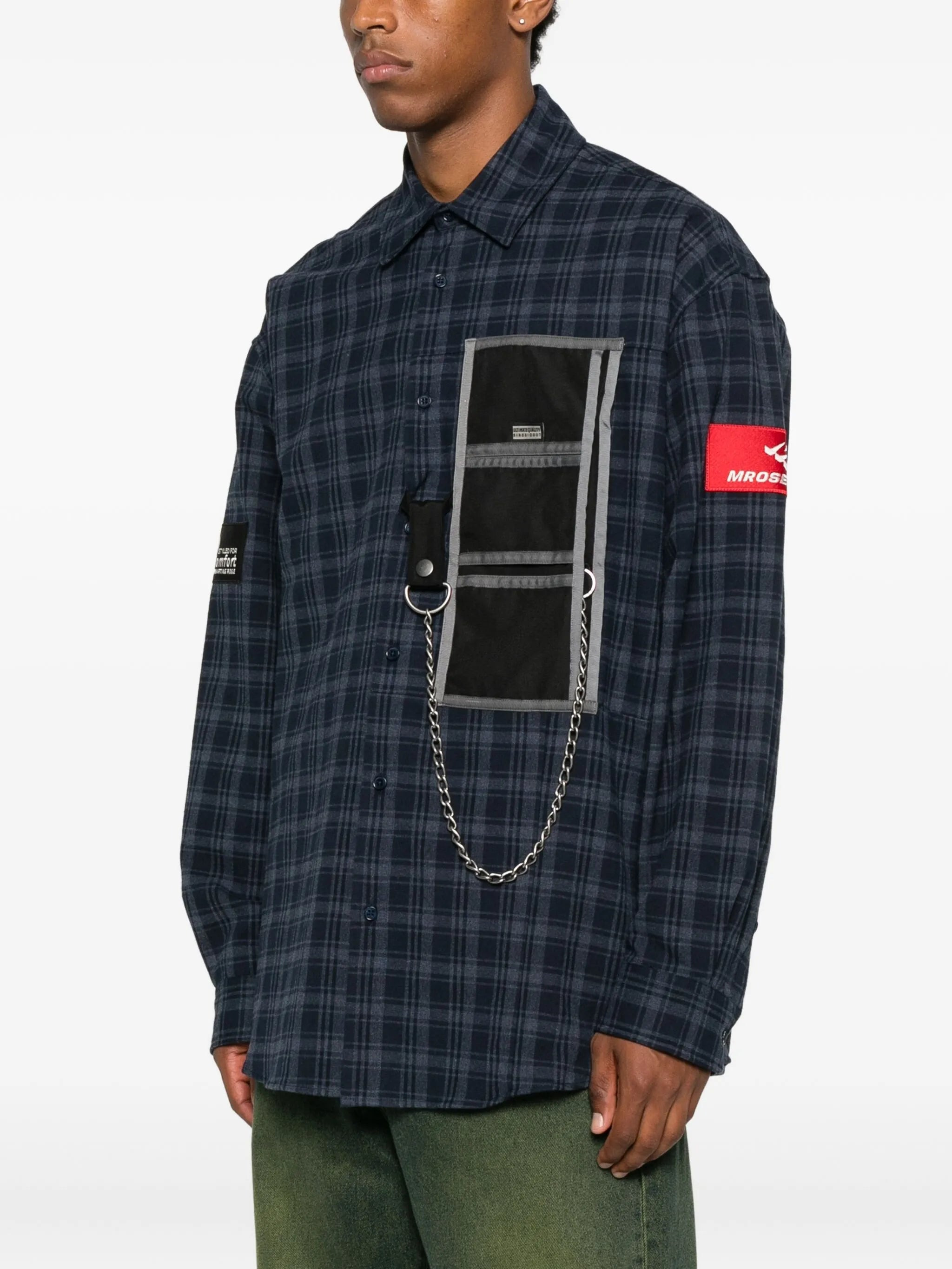 Martine Rose Chain-detail Checked Shirt - 3